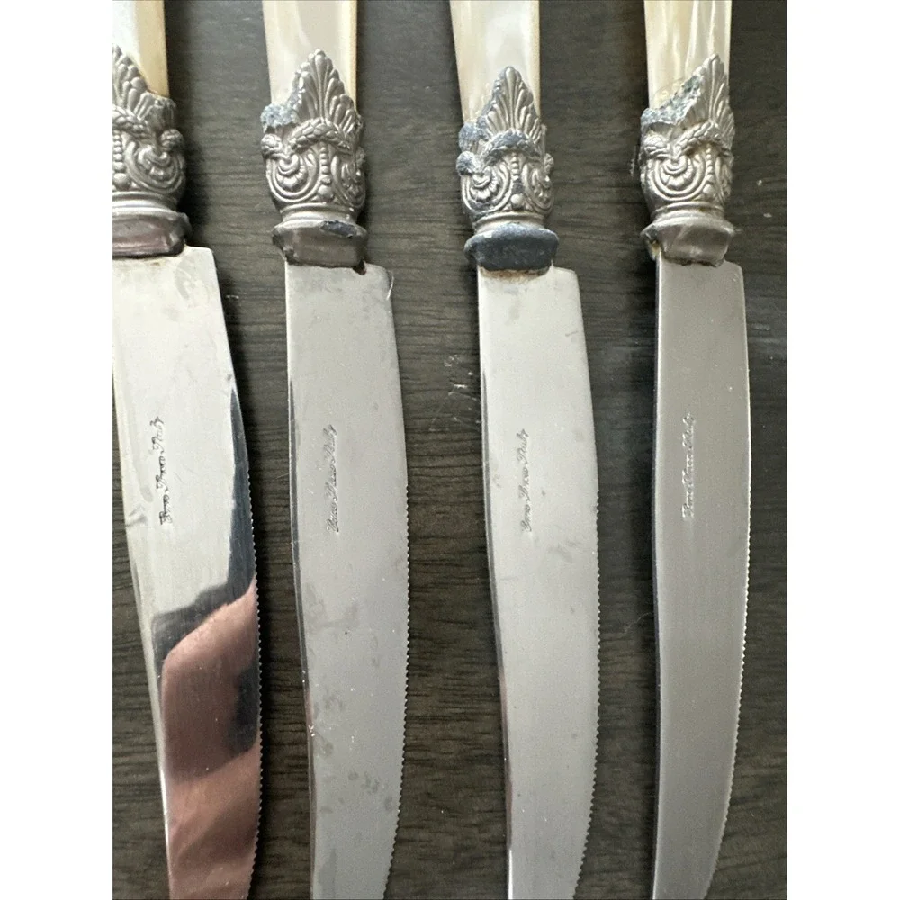 EME 18/10 Italy Napoleon Flatware mother of pearl handle Vintage 31 Piece